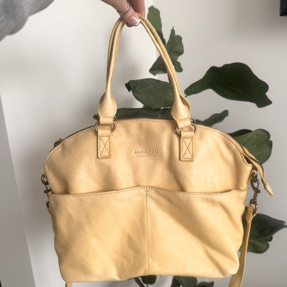 American Leather Co. Butter Yellow Leather Multiway Handbag - Picture 3 of 9